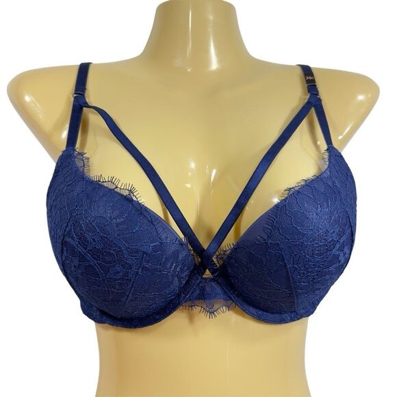 VICTORIA’S SECRET VERY‎ SEXY STRAPPY BLUE PUSH UP BRA NWT 34C - Picture 1 of 9